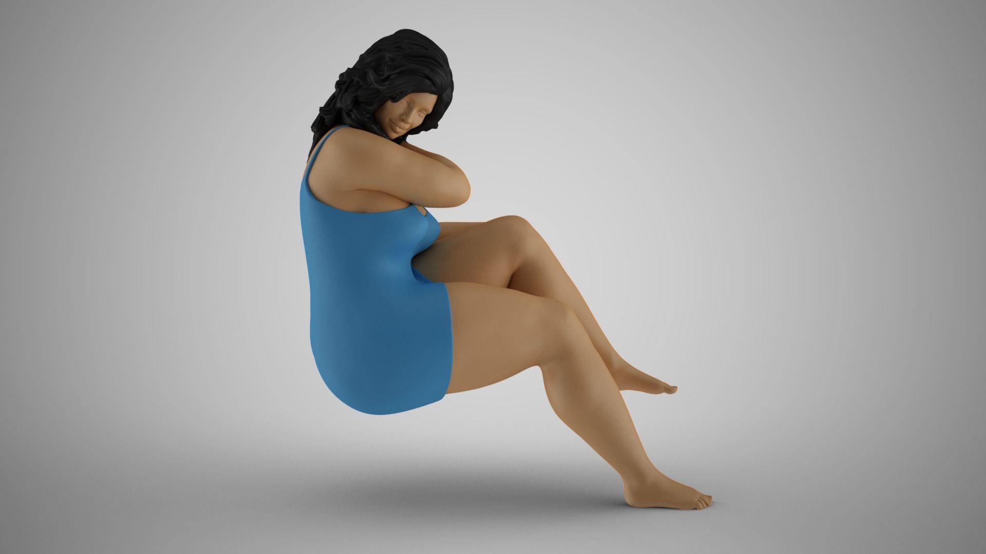 Woman Sitting Sideways 2 3D print model_4
