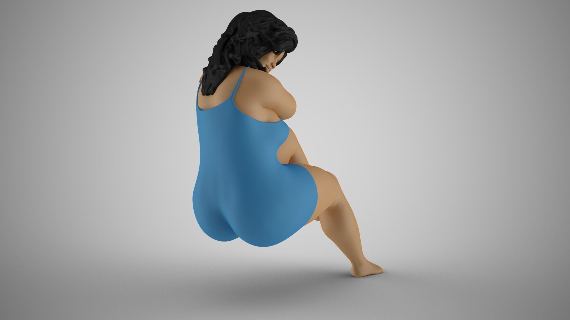 Woman Sitting Sideways 2 3D print model_5