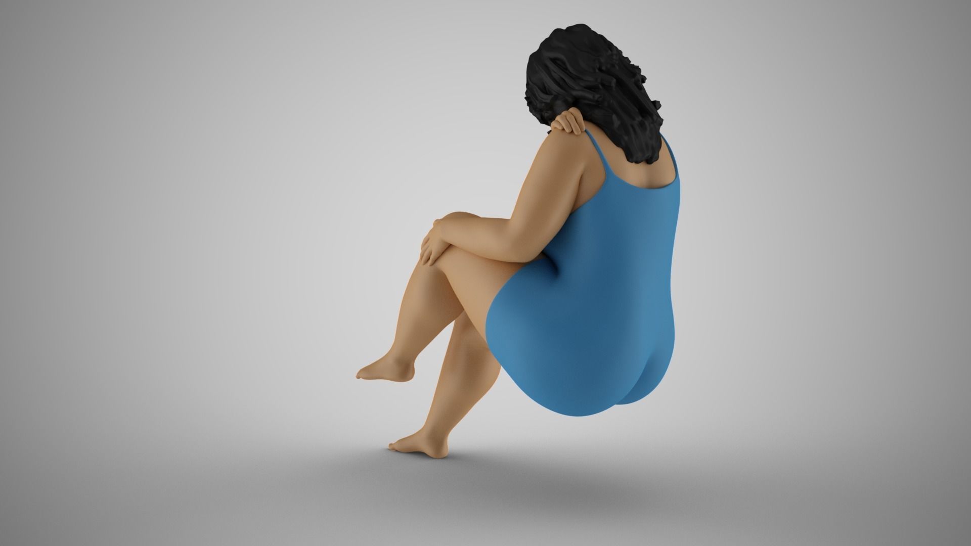 Woman Sitting Sideways 2 3D print model_7