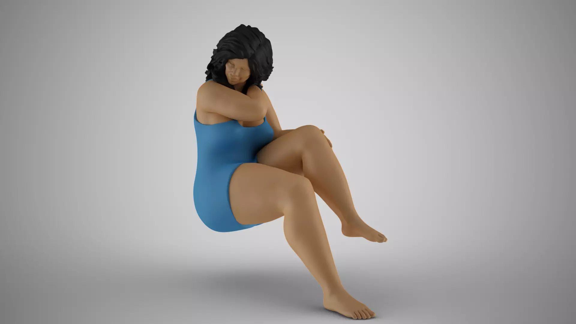 Woman Sitting Sideways 2 3D print model_0