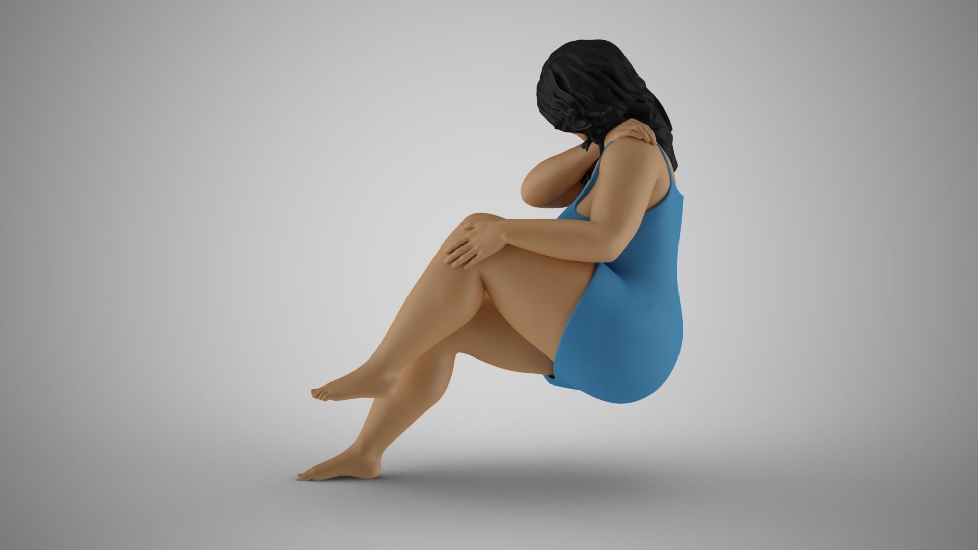 Woman Sitting Sideways 2 3D print model_8