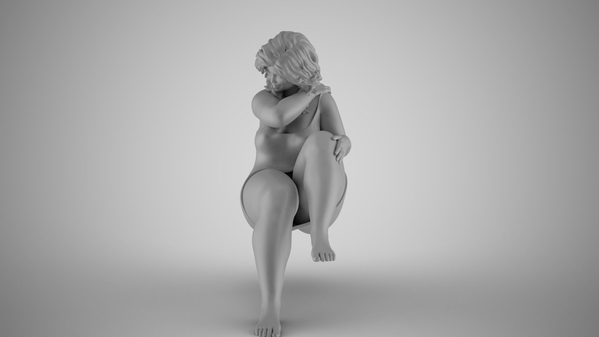 Woman Sitting Sideways 2 3D print model_1