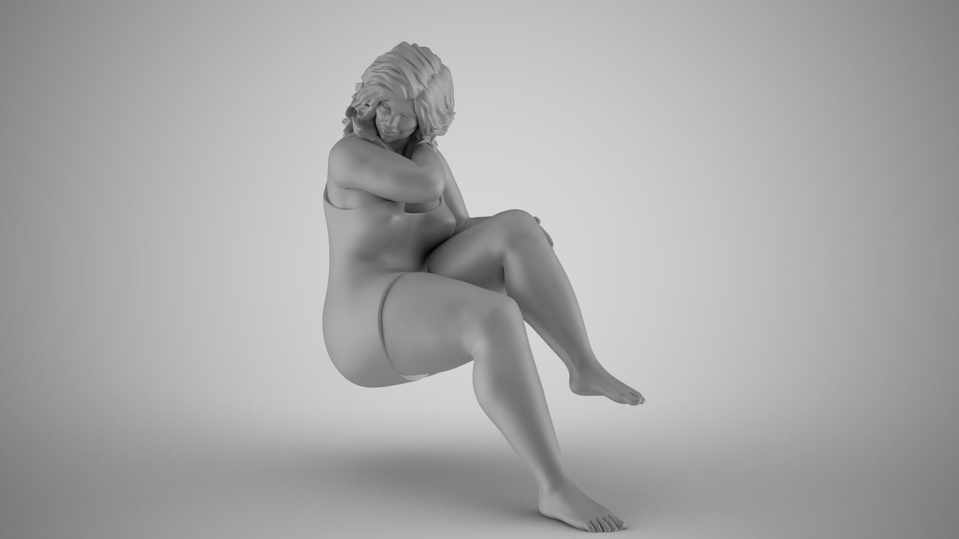 Woman Sitting Sideways 2 3D print model_2