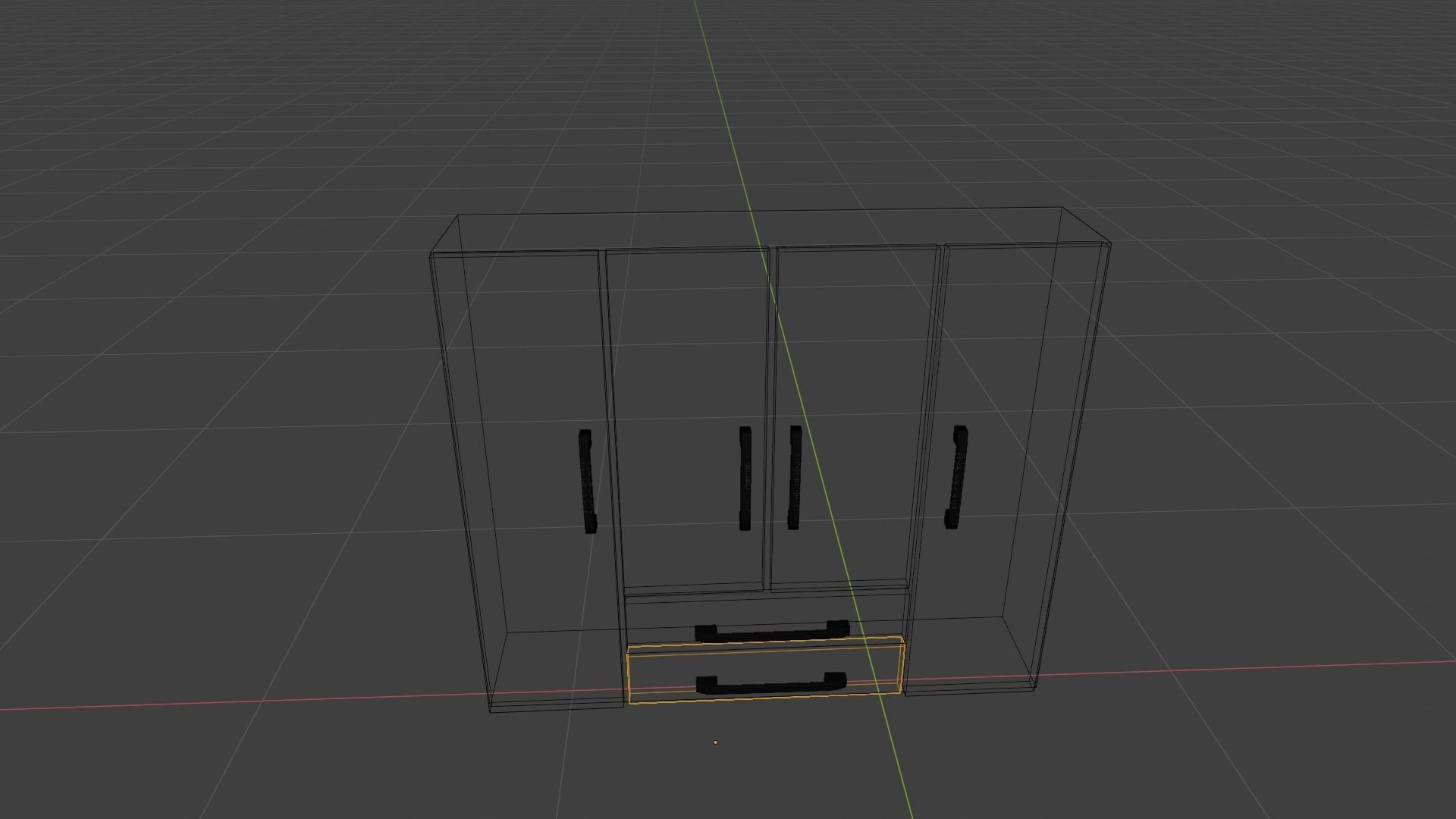 Closet wardrobe with mirrors and drawers Low-poly 3D model_6