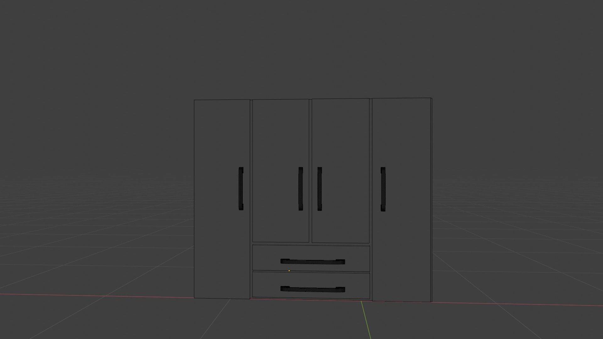 Closet wardrobe with mirrors and drawers Low-poly 3D model_9