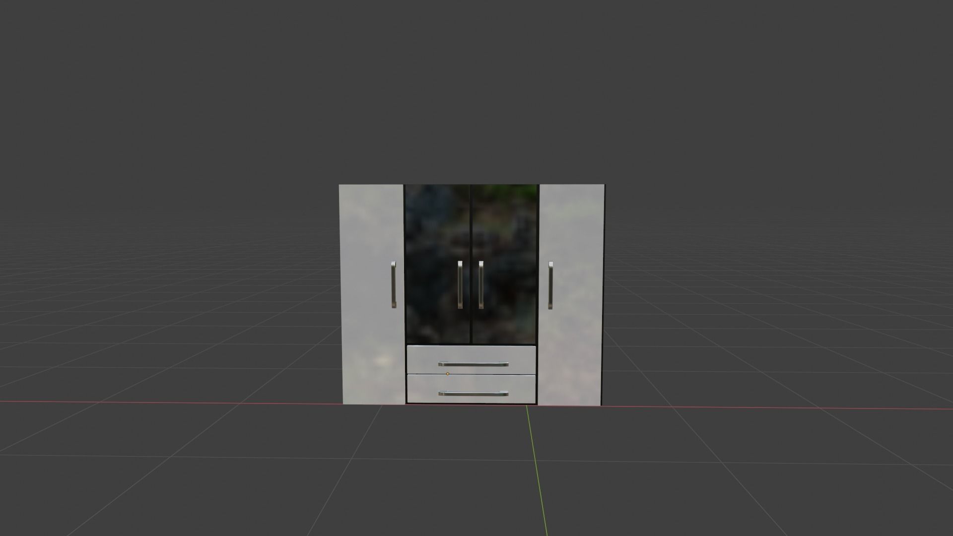 Closet wardrobe with mirrors and drawers Low-poly 3D model_8