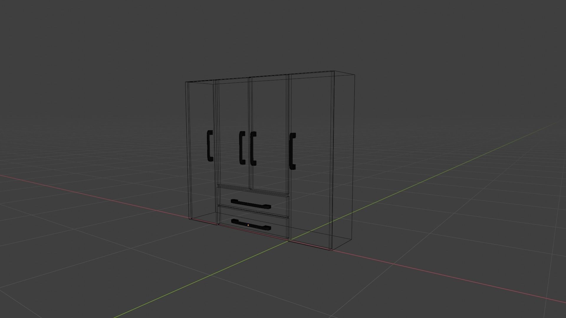 Closet wardrobe with mirrors and drawers Low-poly 3D model_7