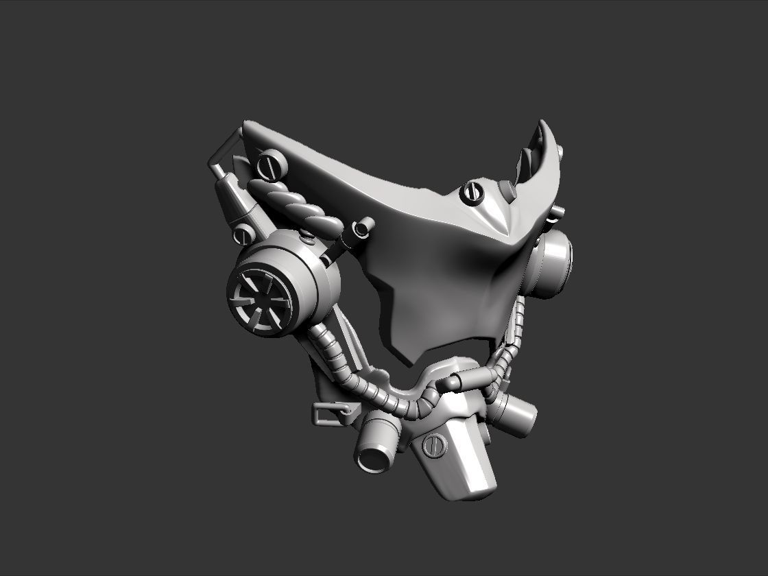 cyberpunk demon robot technopunk mask 3D print model_13