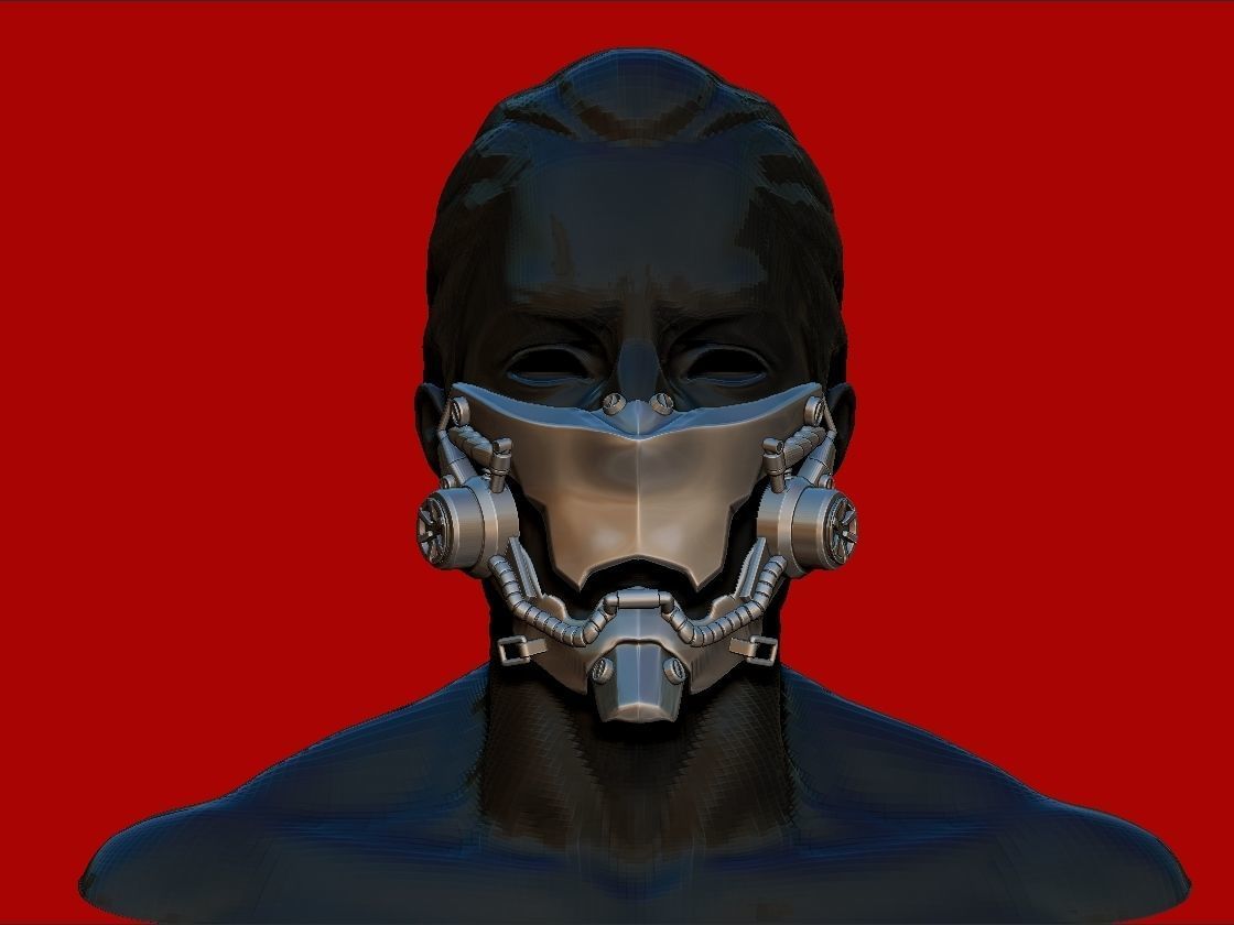 cyberpunk demon robot technopunk mask 3D print model_10