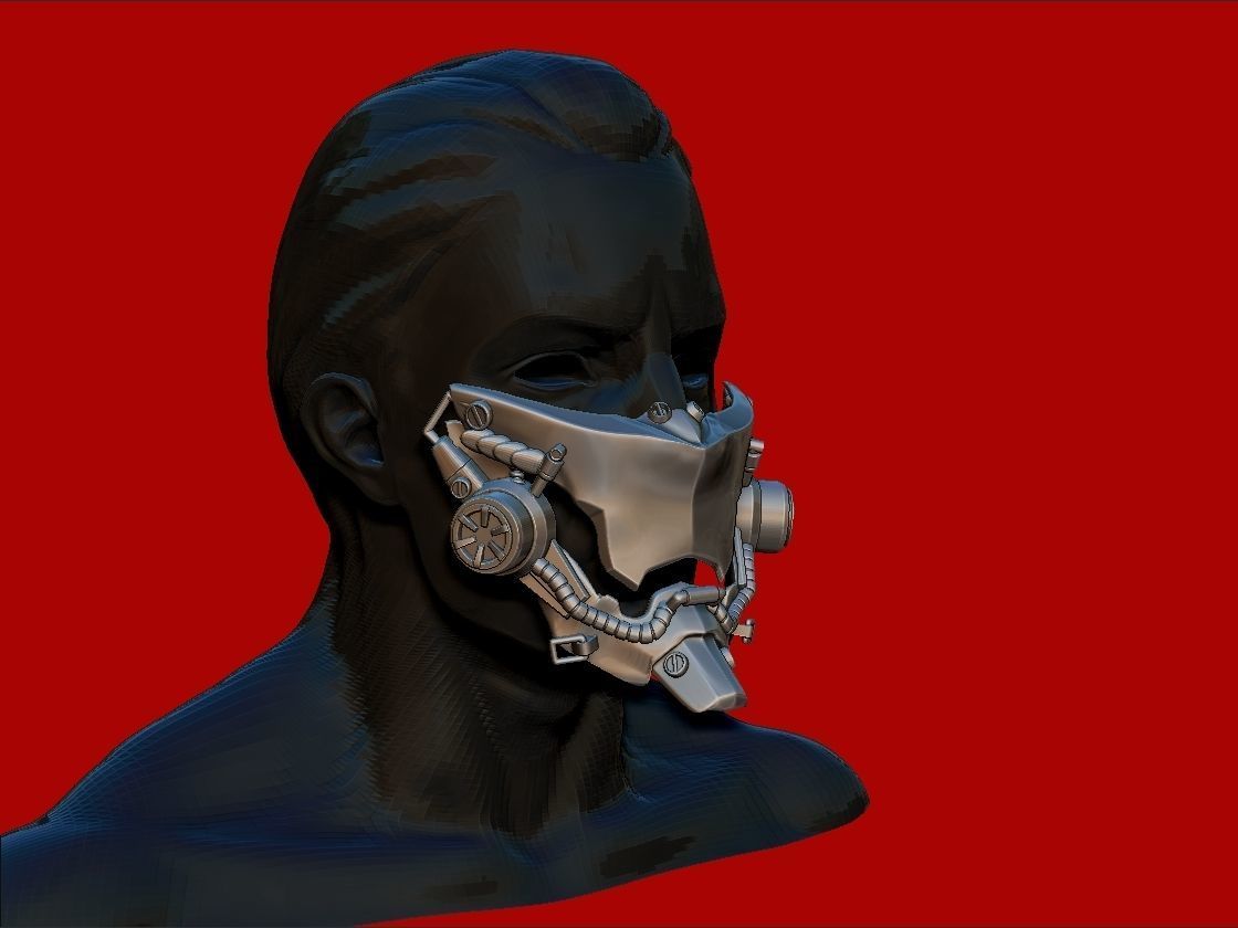 cyberpunk demon robot technopunk mask 3D print model_12