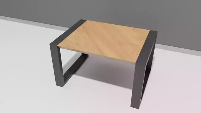 Table side with metal legs and wood top