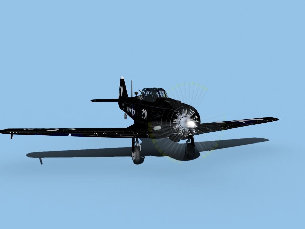 North American SNJ armed V03 US Navy Low-poly 3D model_2