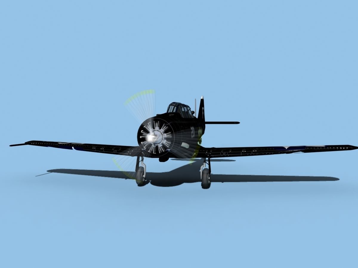 North American SNJ armed V03 US Navy Low-poly 3D model_1