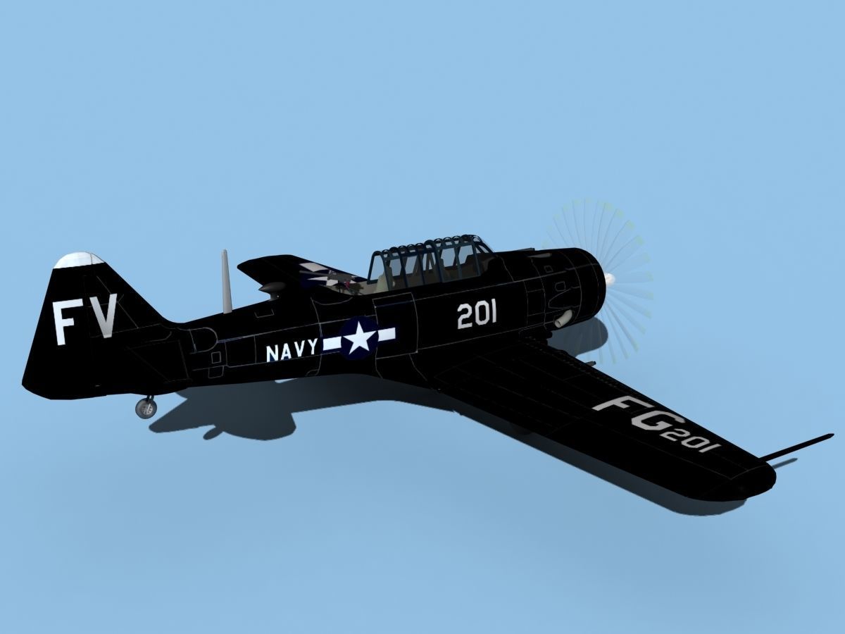 North American SNJ armed V03 US Navy Low-poly 3D model_5