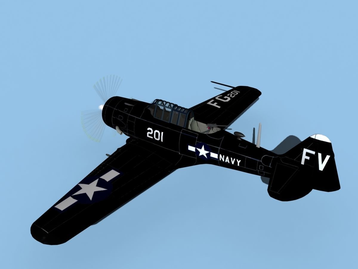 North American SNJ armed V03 US Navy Low-poly 3D model_8