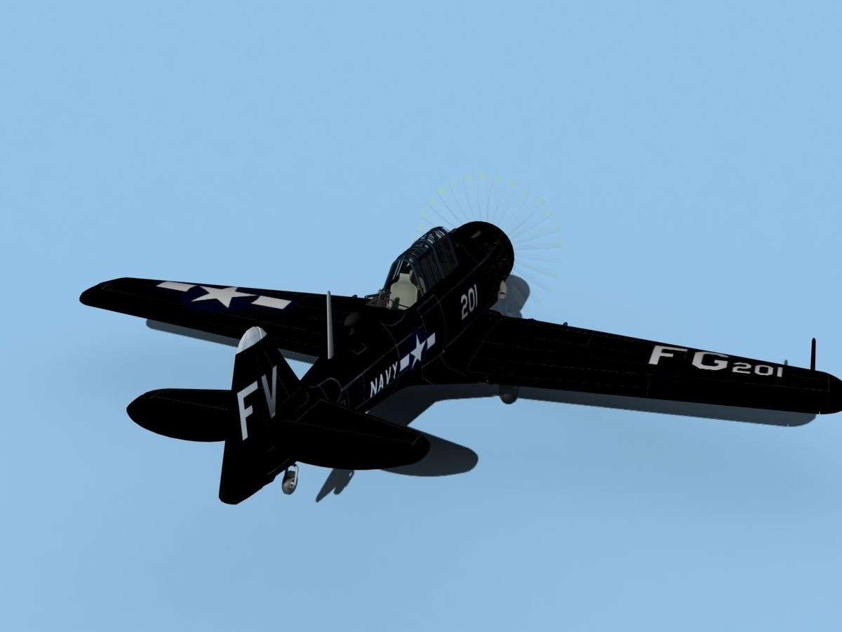 North American SNJ armed V03 US Navy Low-poly 3D model_6