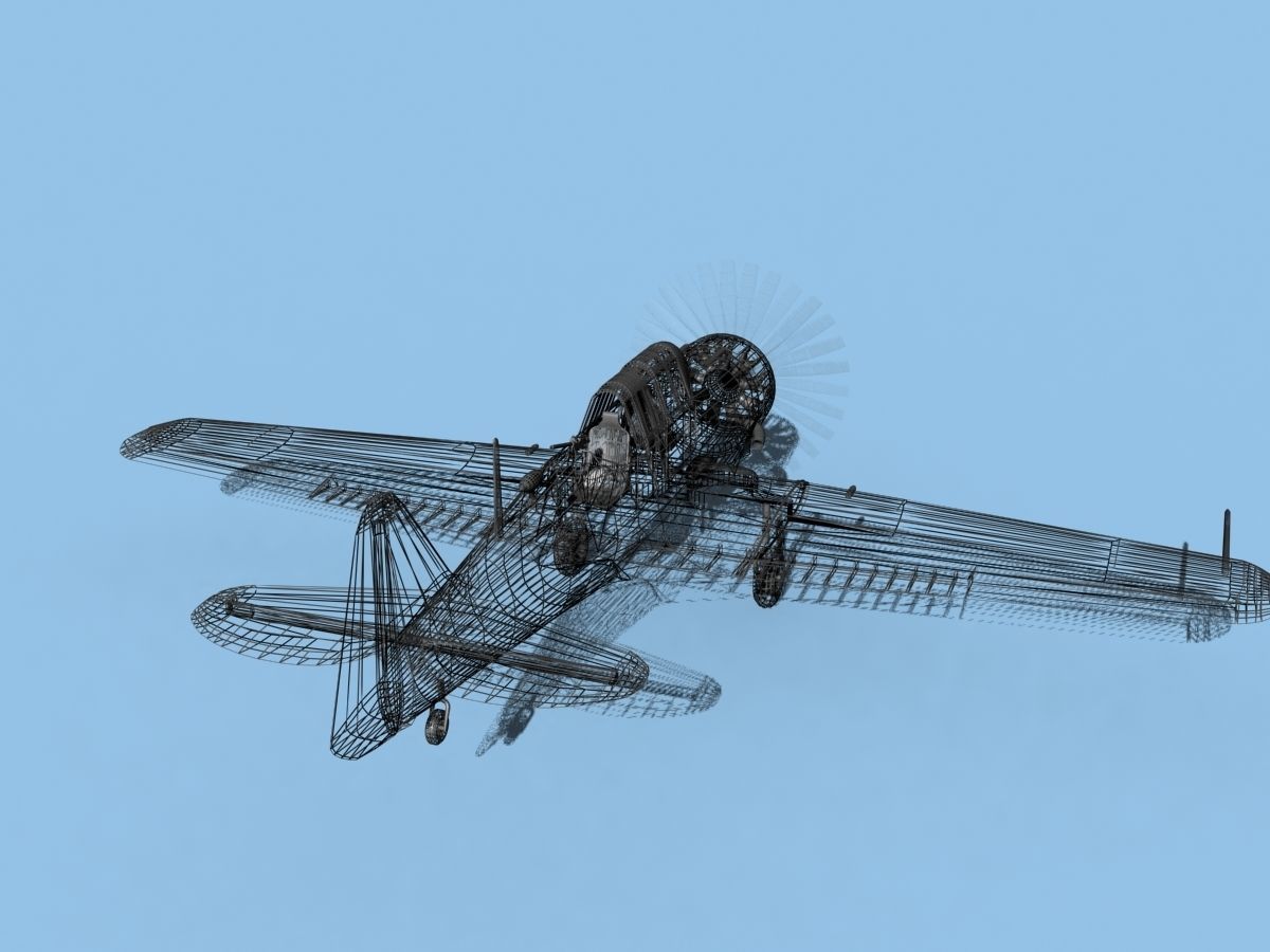 North American SNJ armed V03 US Navy Low-poly 3D model_14