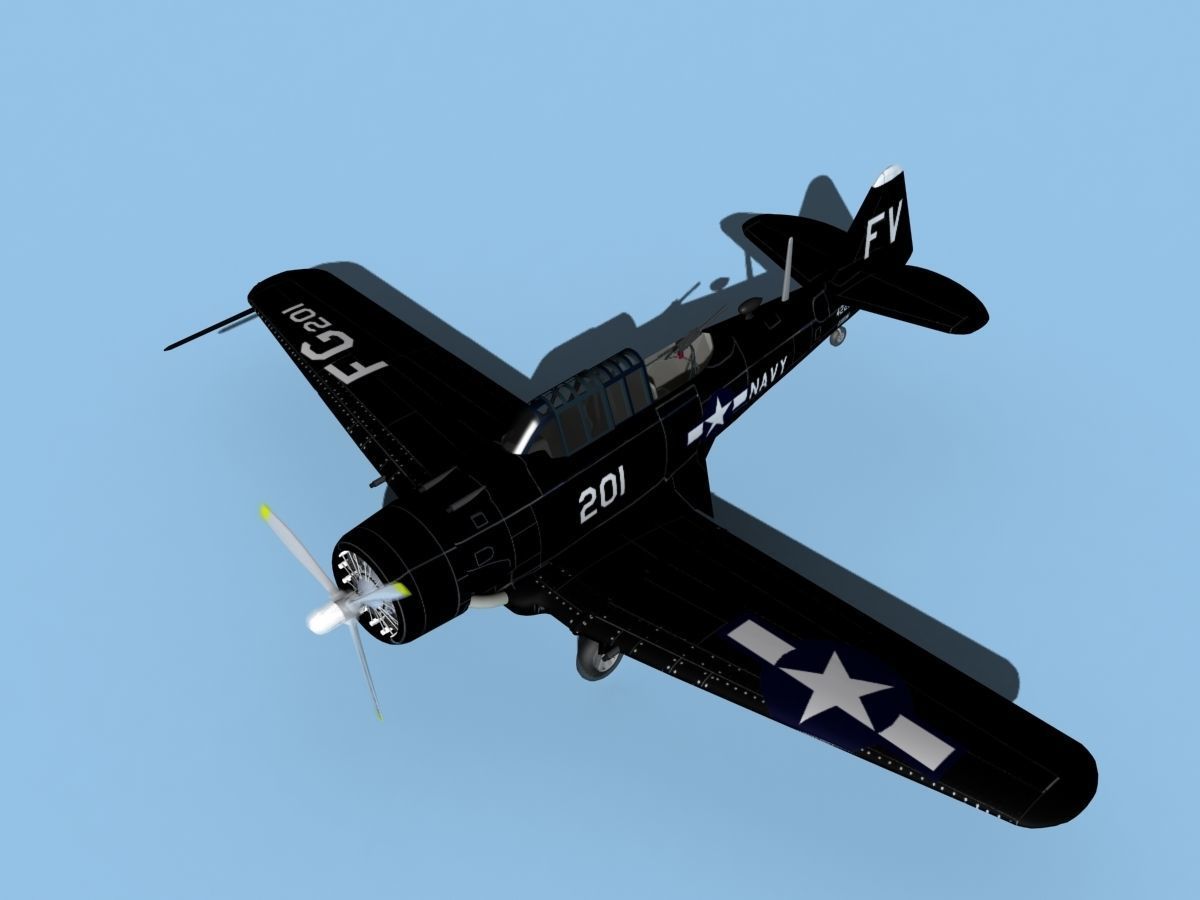 North American SNJ armed V03 US Navy Low-poly 3D model_10