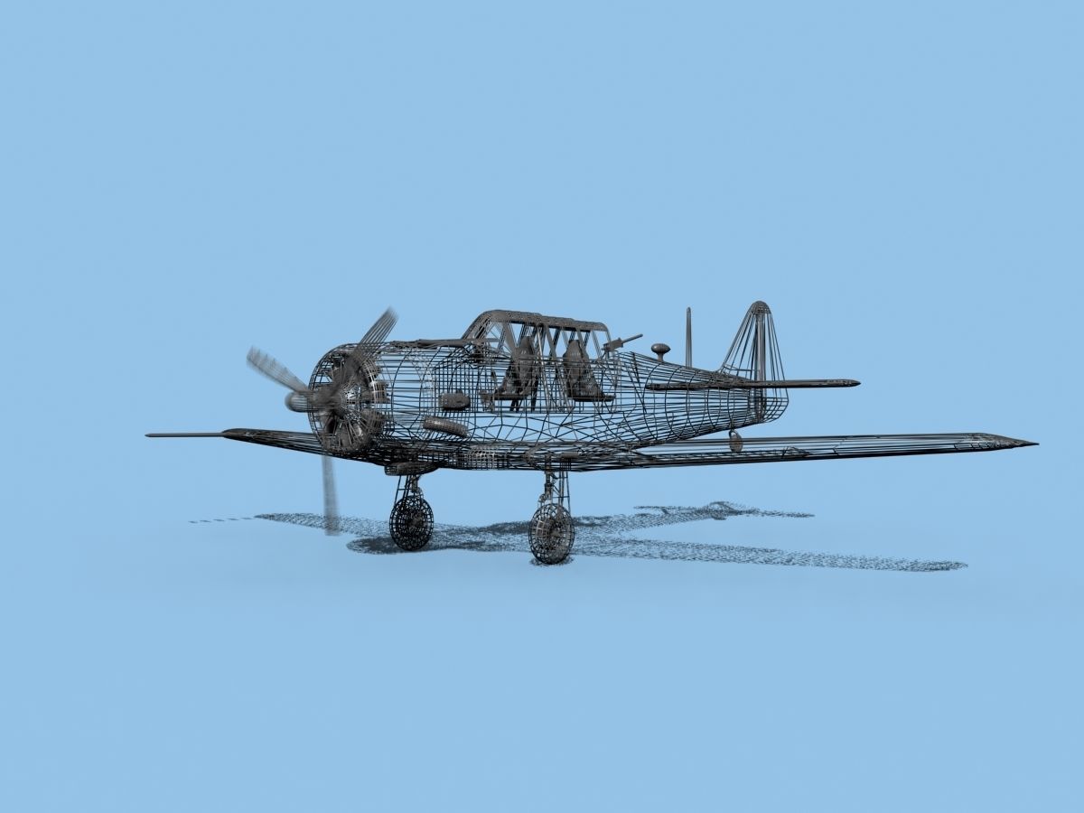 North American SNJ armed V03 US Navy Low-poly 3D model_11