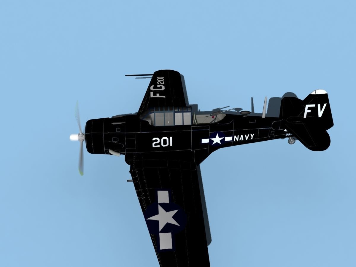 North American SNJ armed V03 US Navy Low-poly 3D model_9