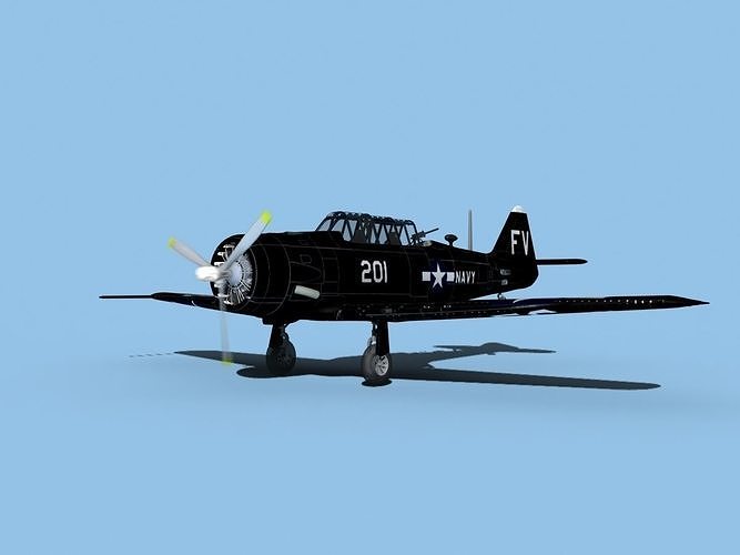 North American SNJ armed V03 US Navy Low-poly 3D model