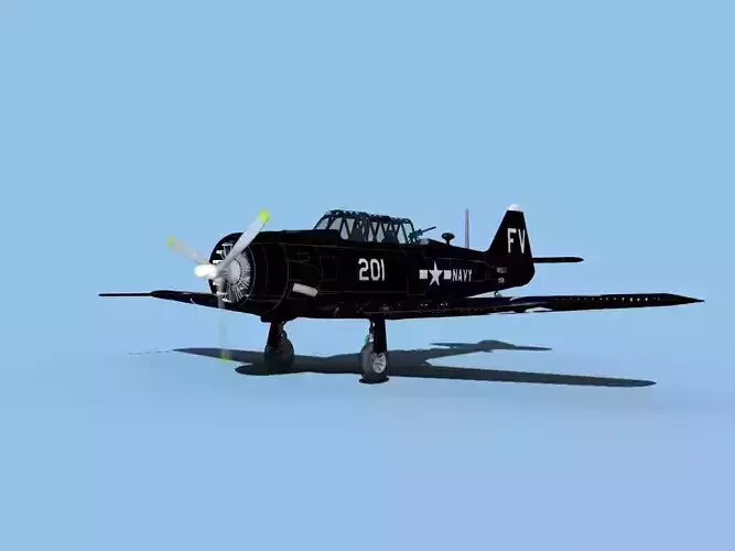 North American SNJ armed V03 US Navy Low-poly 3D model