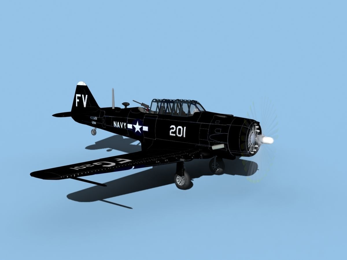 North American SNJ armed V03 US Navy Low-poly 3D model_3