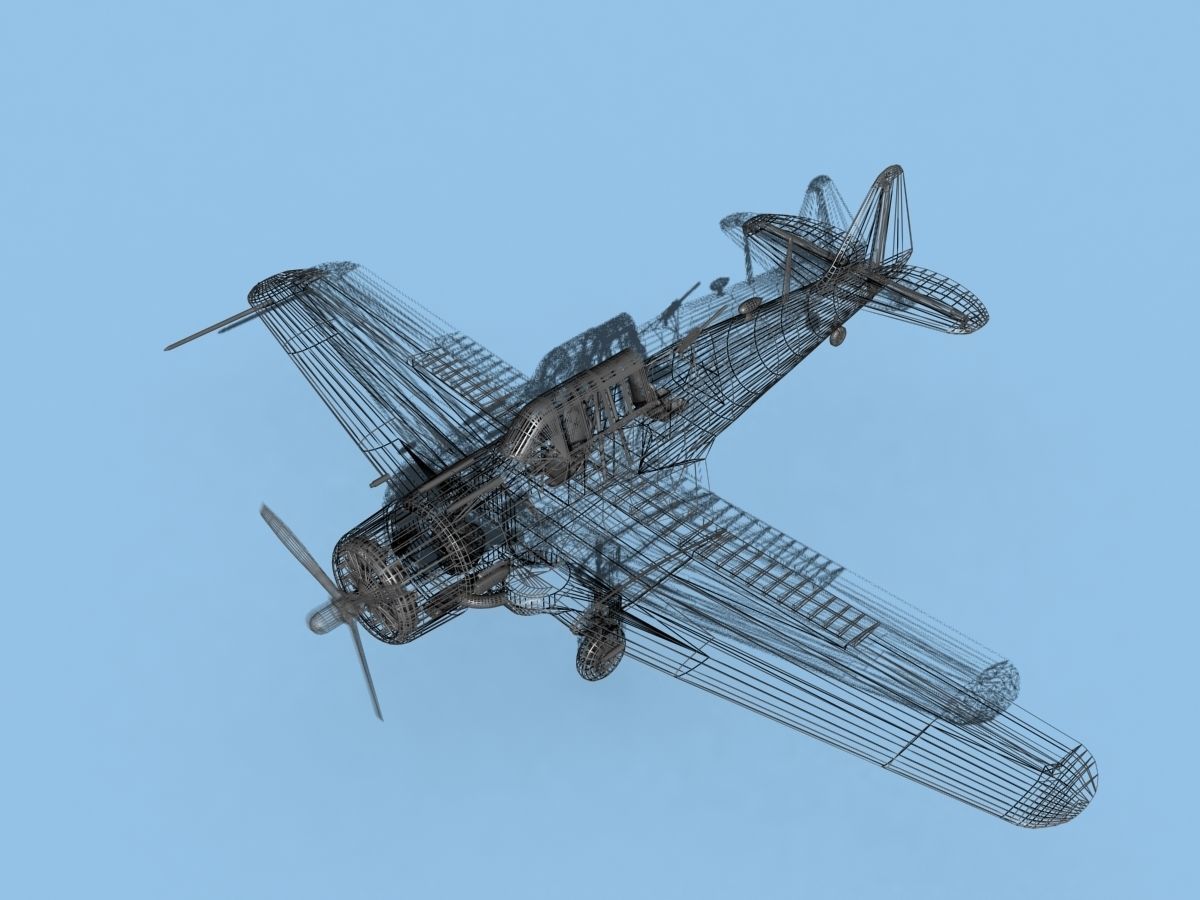 North American SNJ armed V03 US Navy Low-poly 3D model_16