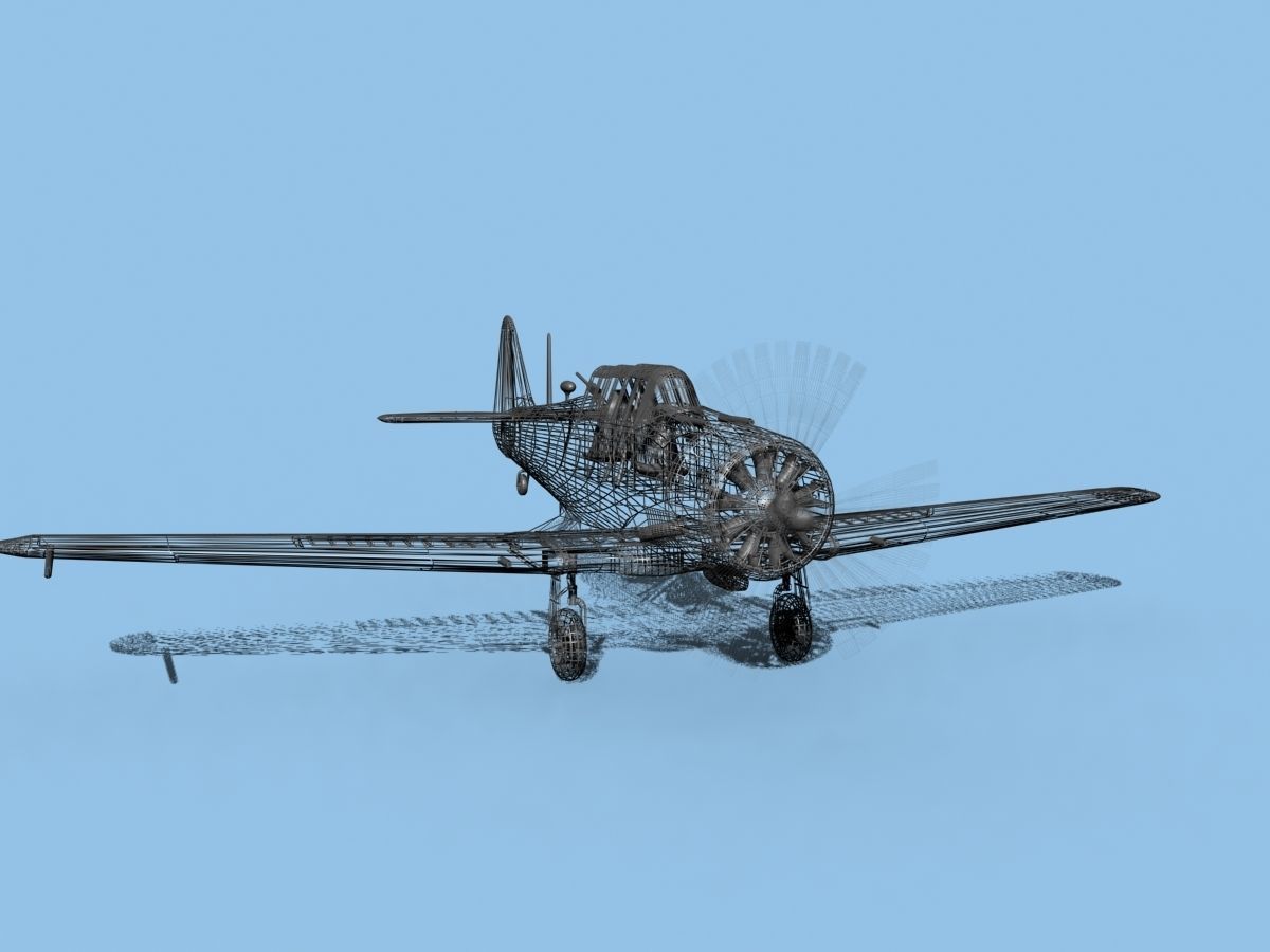 North American SNJ armed V03 US Navy Low-poly 3D model_12