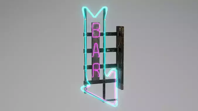 Neon Bar Sign Low-poly 3D model