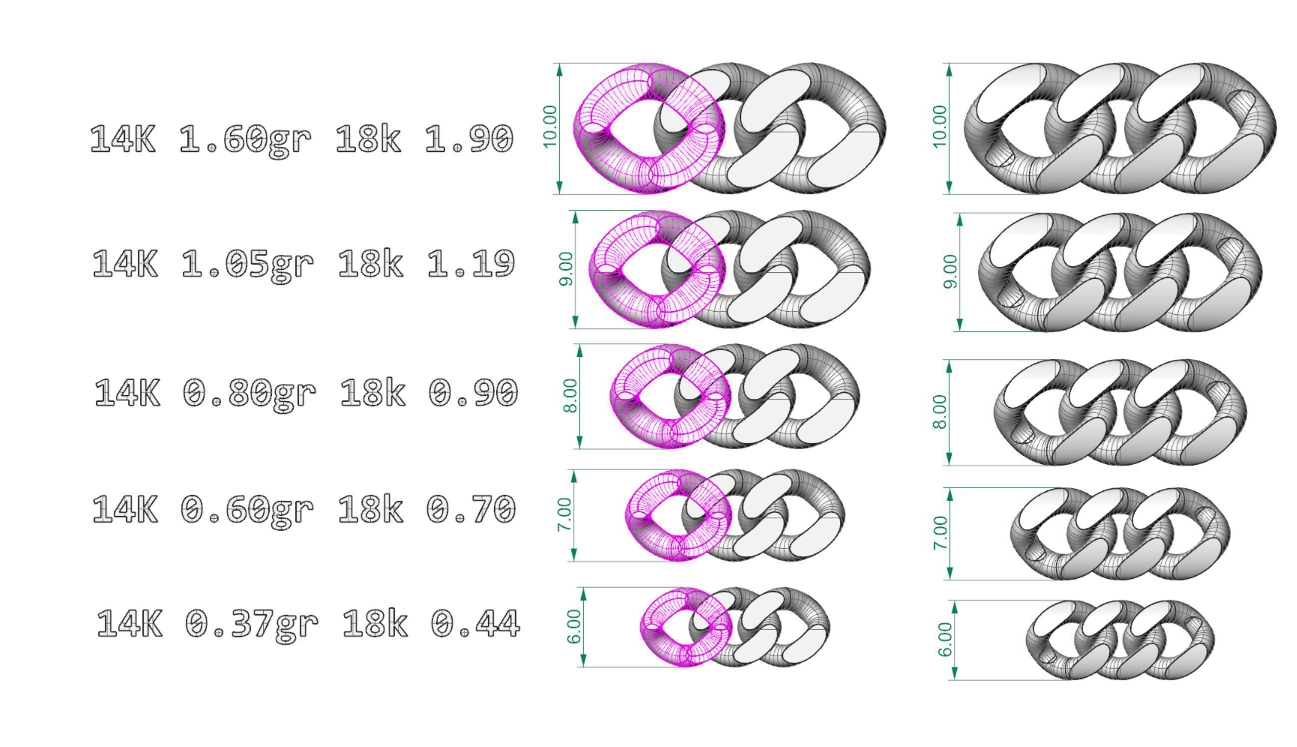 cuban chain 10mm 9mm 8mm 7mm 6mm STL 3D model_4