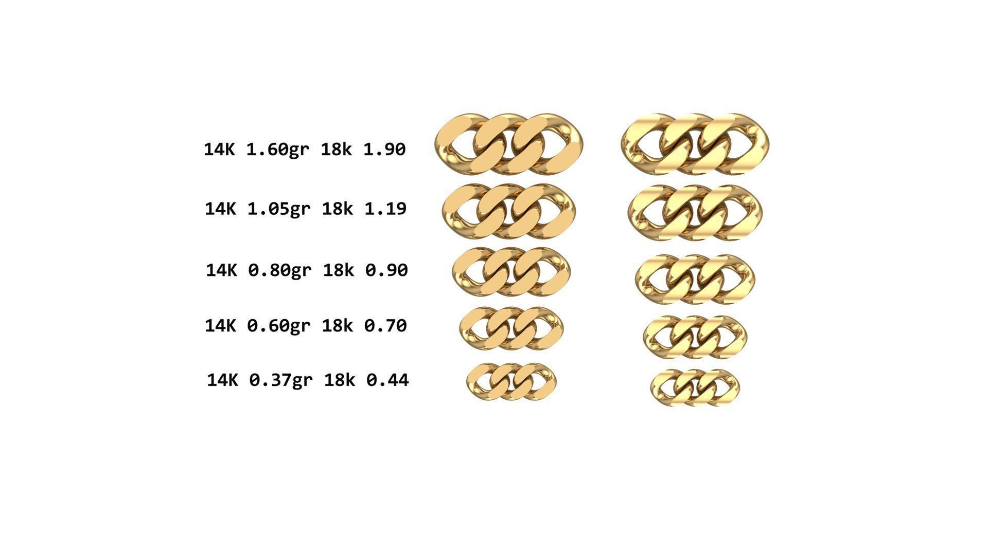 cuban chain 10mm 9mm 8mm 7mm 6mm STL 3D model_1