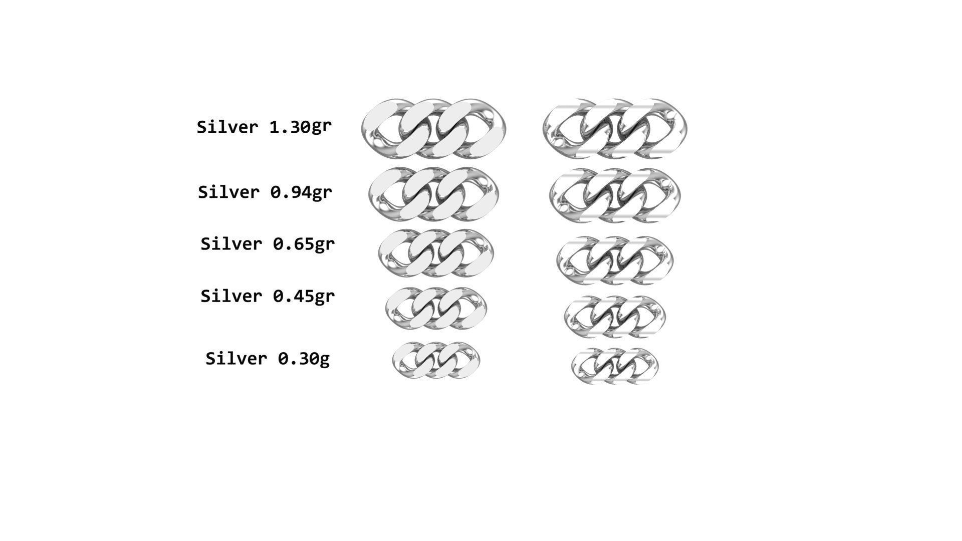 cuban chain 10mm 9mm 8mm 7mm 6mm STL 3D model_3