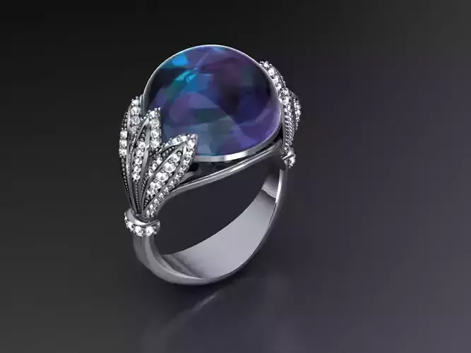 Ring With Cabashon Gem