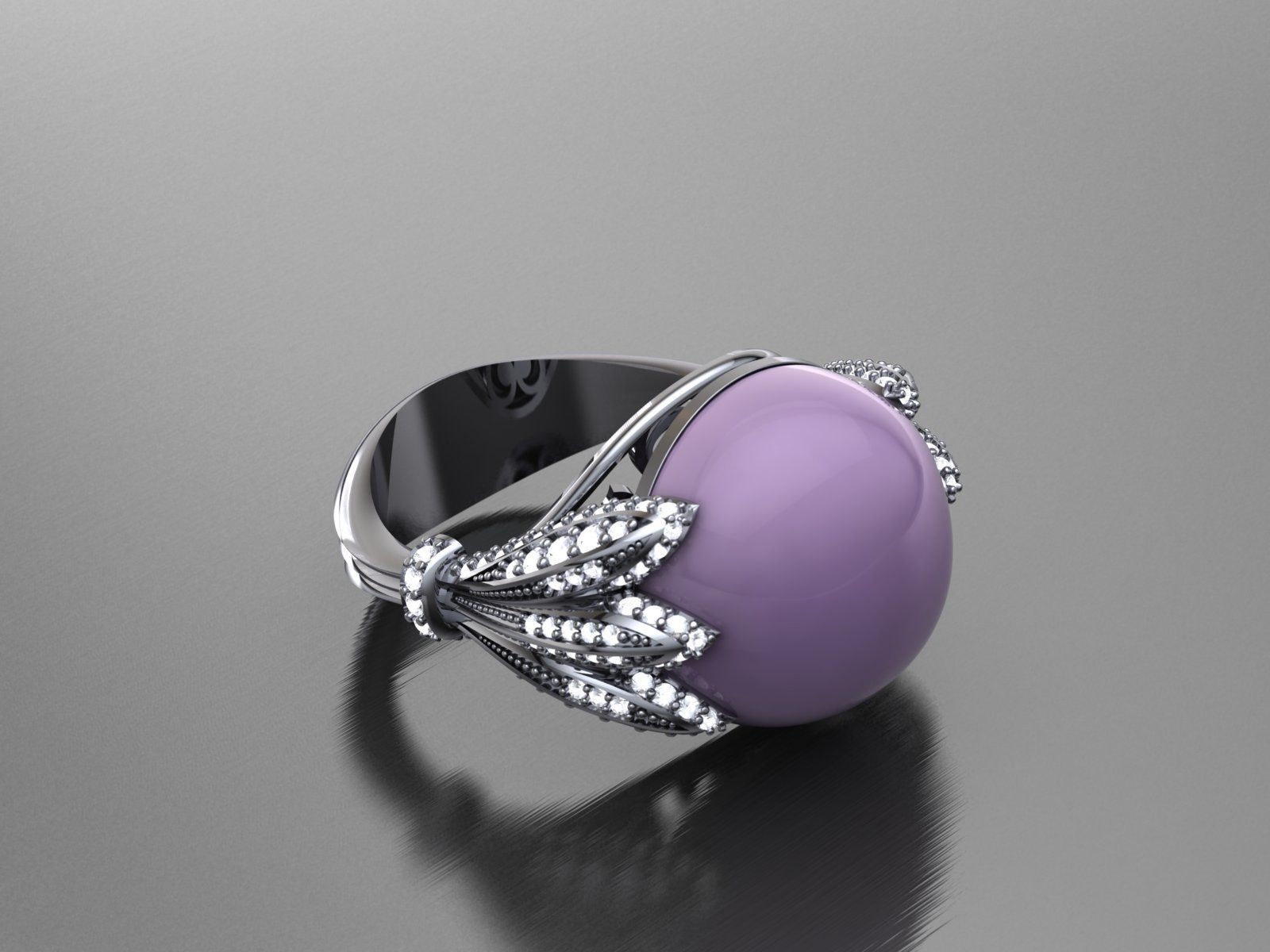 Ring With Cabashon Gem 3D print model_3