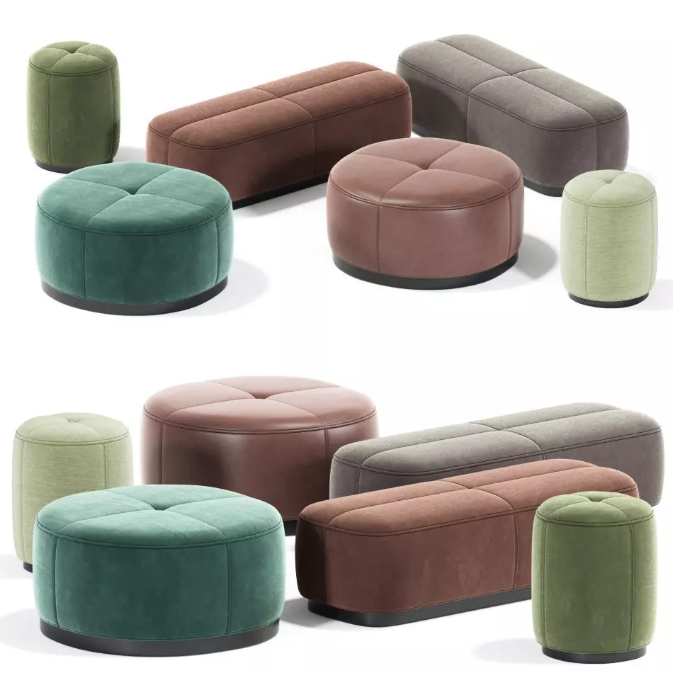Oblong Pill Ottoman Collection 3D model_0