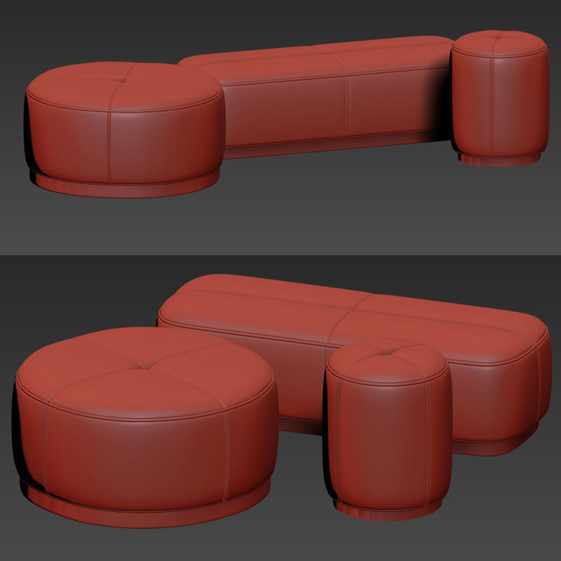 Oblong Pill Ottoman Collection 3D model_1