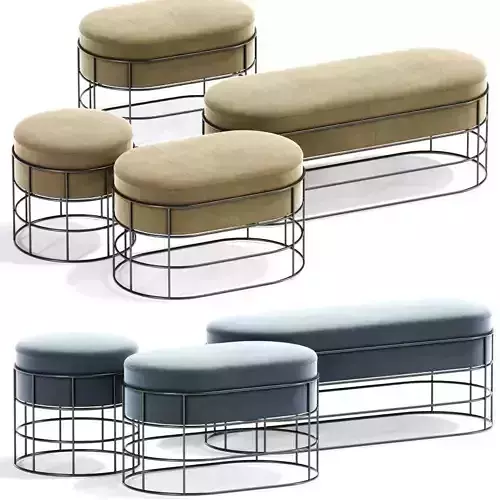 Perfect Posture Iron Pouffes  Ottomans Stool 3D model
