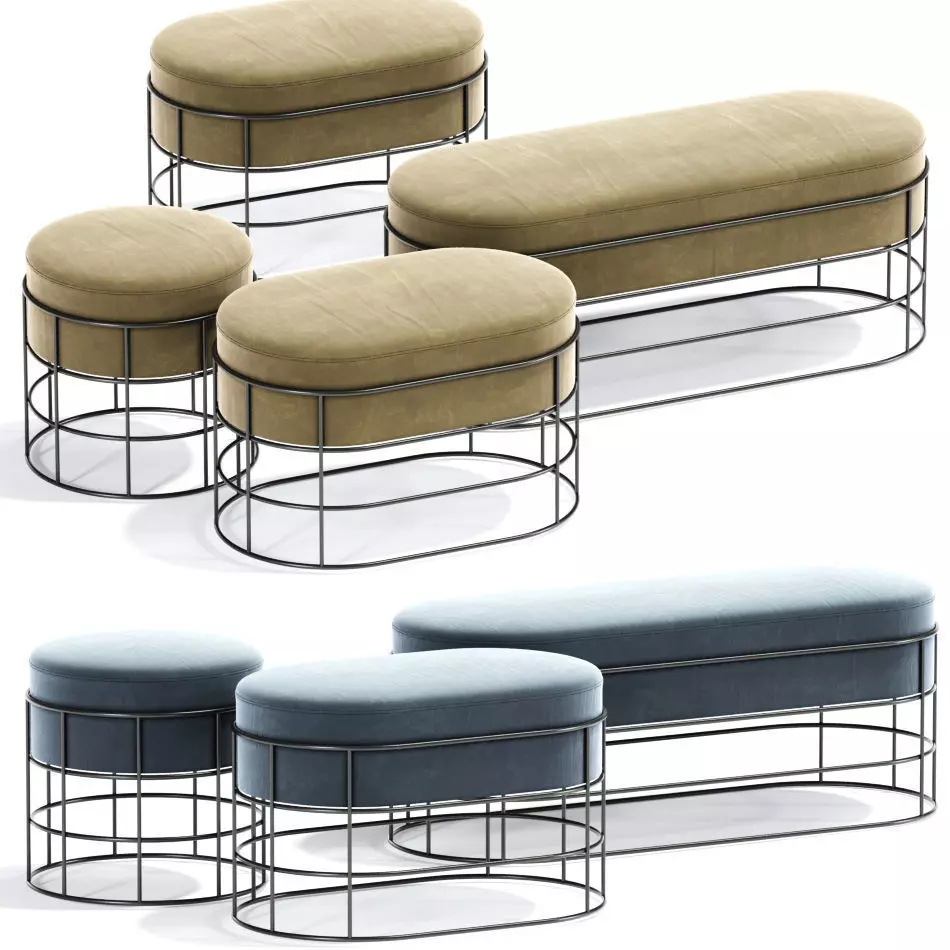 Perfect Posture Iron Pouffes  Ottomans Stool 3D model_0