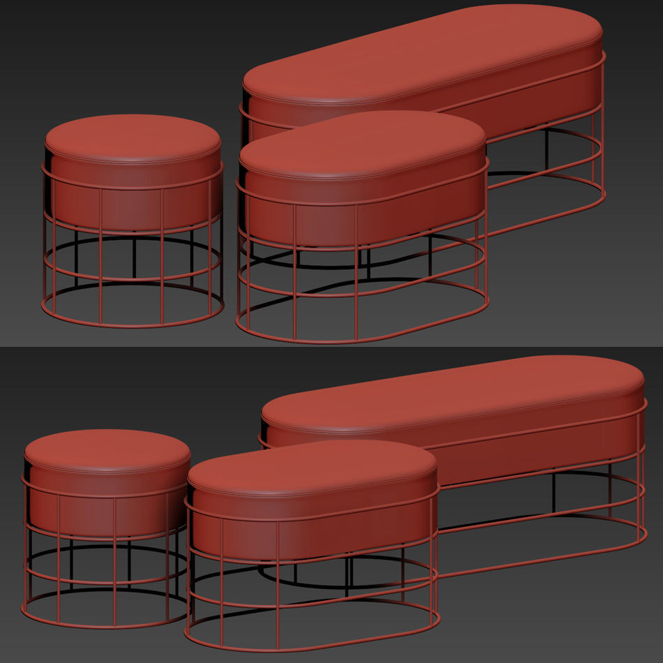 Perfect Posture Iron Pouffes  Ottomans Stool 3D model_1