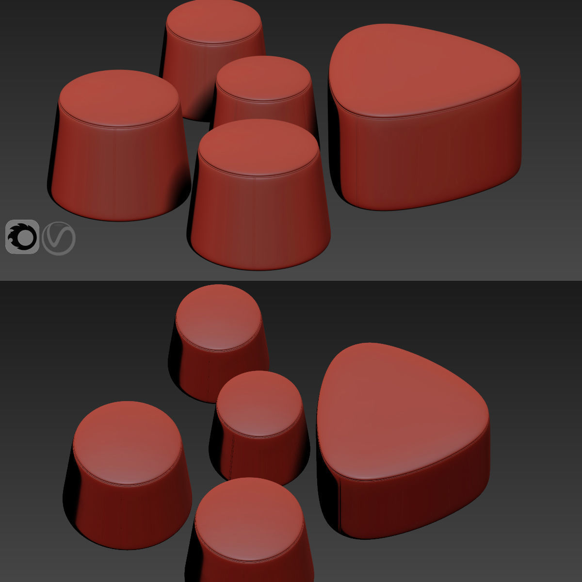 Modern Pouf 3D model_2