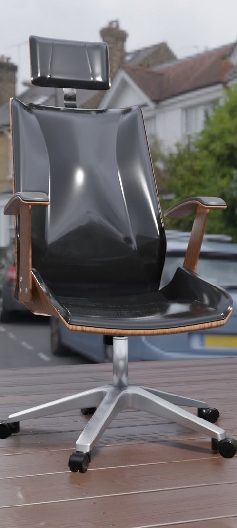 office chair wood 3D model_1