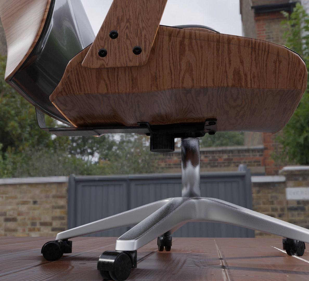 office chair wood 3D model_3