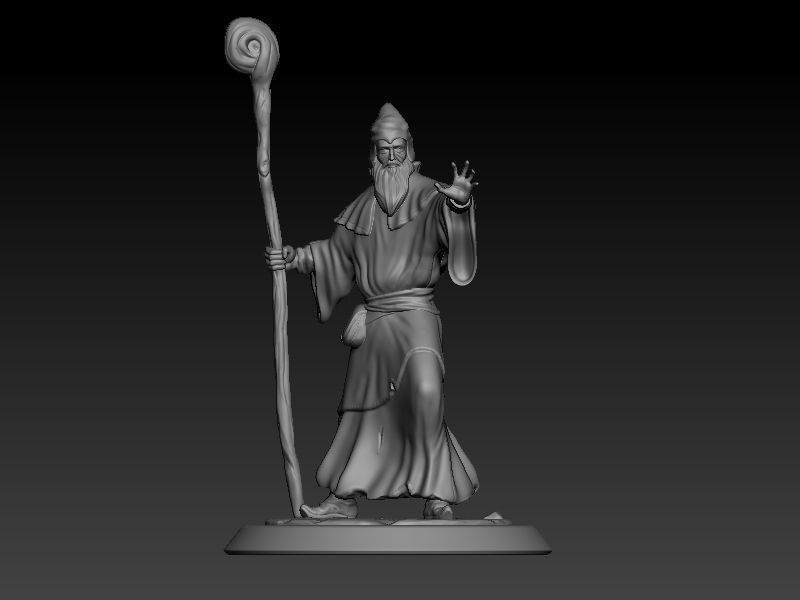 Wizard miniature 75mm scale 3D print model_4