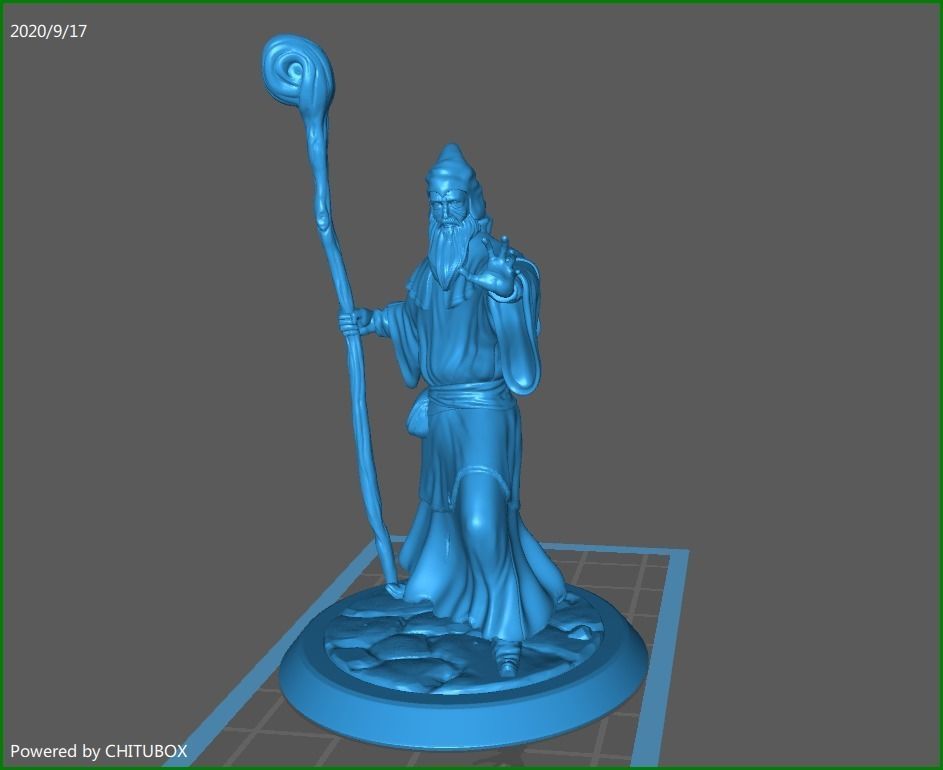 Wizard miniature 75mm scale 3D print model_5