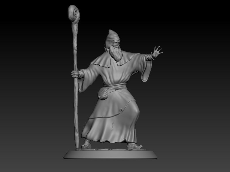 Wizard miniature 75mm scale 3D print model_2
