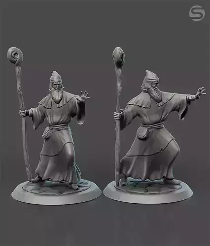 Wizard miniature 75mm scale 3D print model