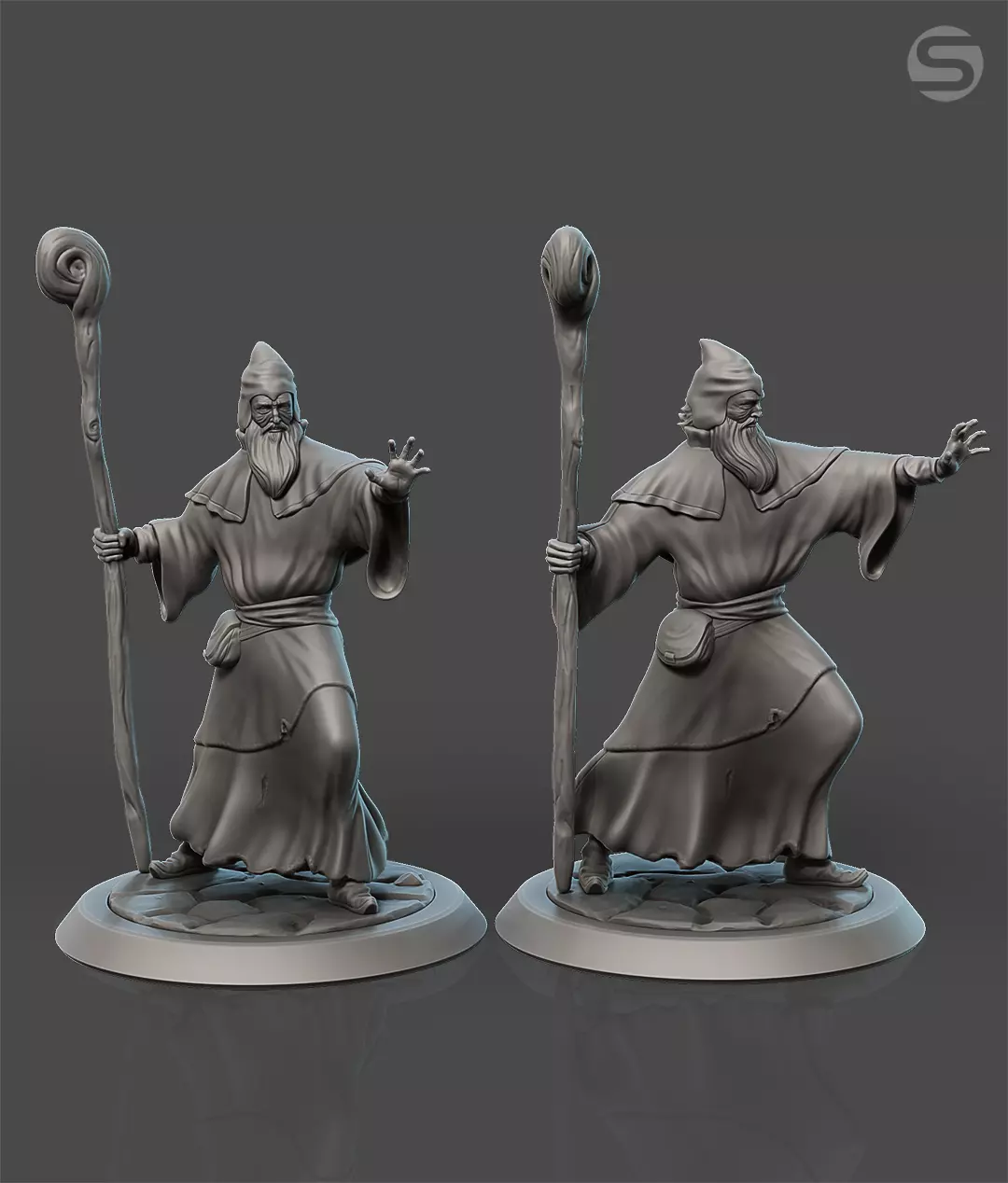 Wizard miniature 75mm scale 3D print model_0