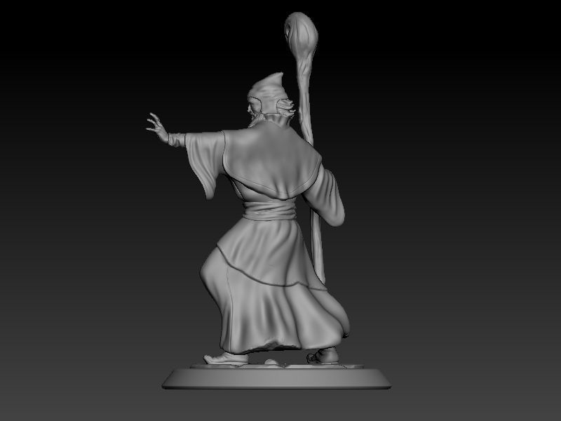 Wizard miniature 75mm scale 3D print model_3