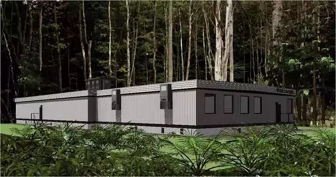 Modular Warehouse Prefabricated Building 3D Model with textures 